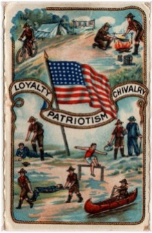 Copy of 1920 Boy Scouts card flag outside whole